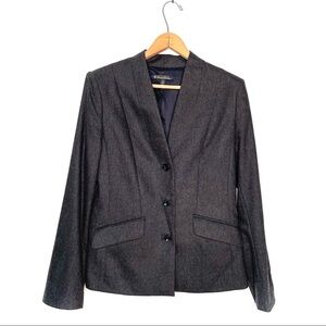 Brooks Brothers | Gray Cashmere Blend Button Down Collarless Fitted Blazer